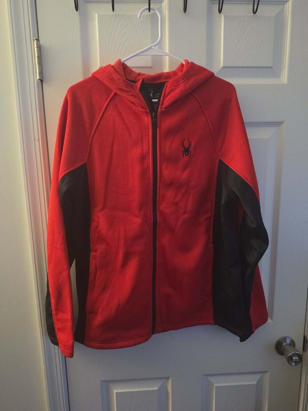Spyder Men's Red Black Full Zip Hoodie Athletic Jacket